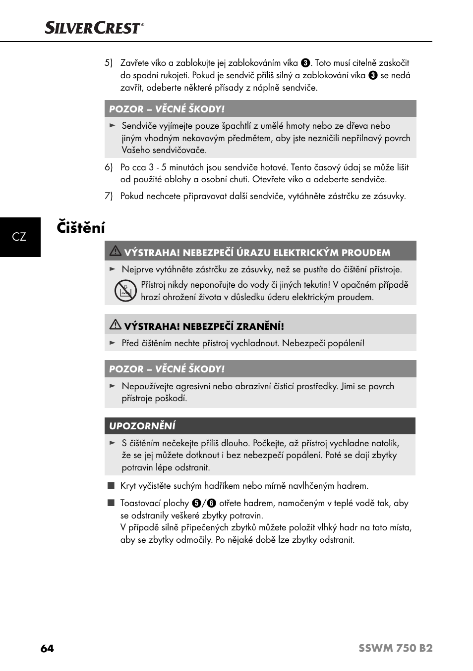 Čištění | Silvercrest SSWM 750 B2 User Manual | Page 67 / 102