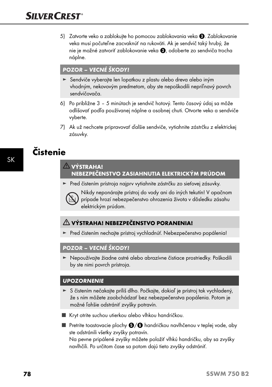 Čistenie | Silvercrest SSWM 750 B2 User Manual | Page 81 / 102
