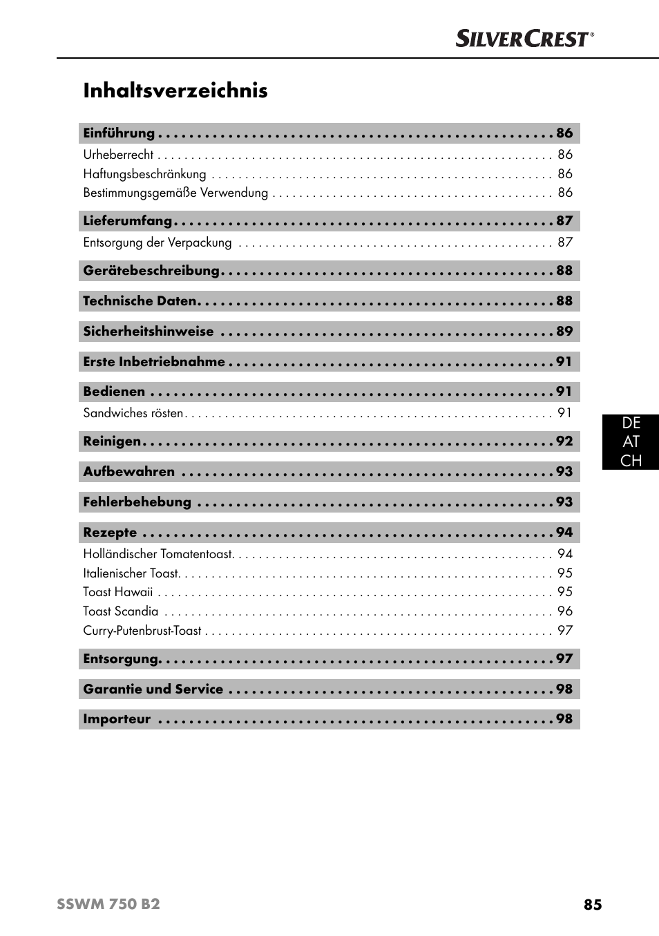 Silvercrest SSWM 750 B2 User Manual | Page 88 / 102