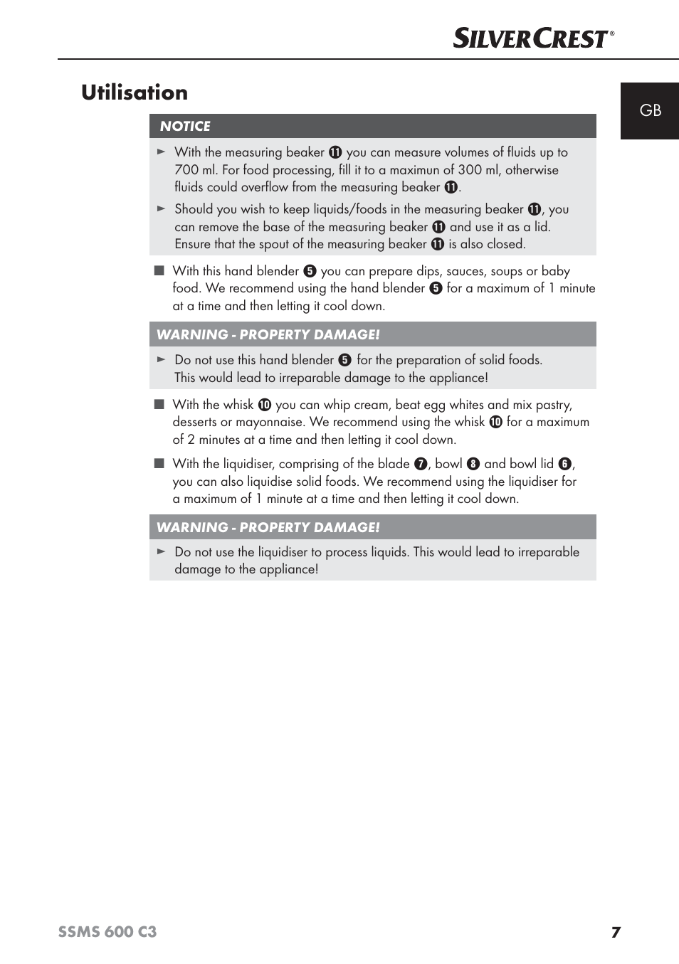Utilisation | Silvercrest SSMS 600 C3 User Manual | Page 10 / 130
