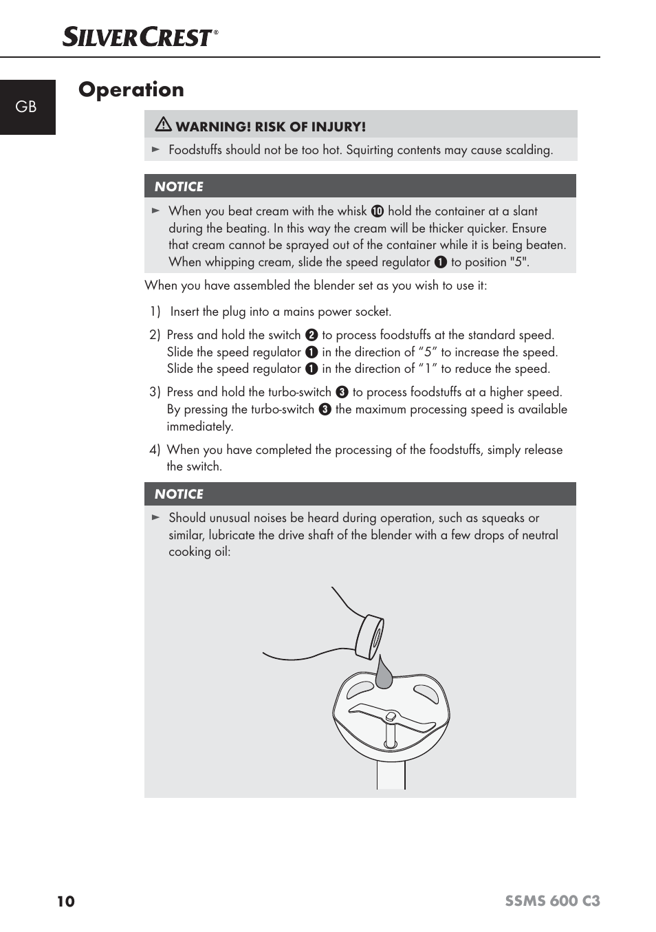 Operation | Silvercrest SSMS 600 C3 User Manual | Page 13 / 130