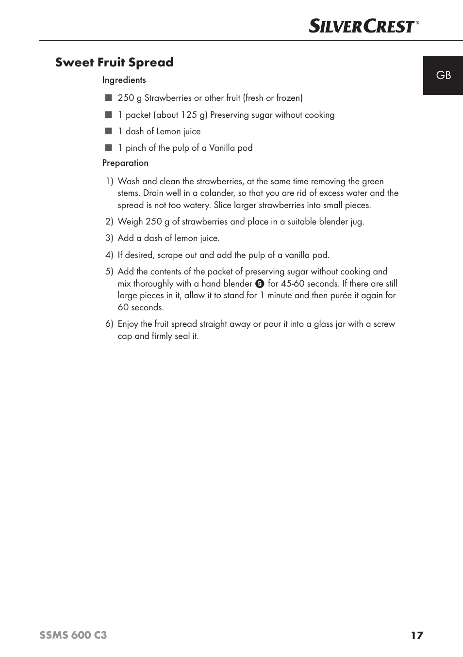 Sweet fruit spread | Silvercrest SSMS 600 C3 User Manual | Page 20 / 130