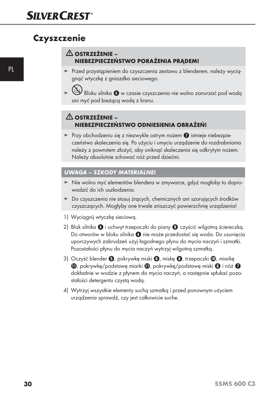 Czyszczenie | Silvercrest SSMS 600 C3 User Manual | Page 33 / 130