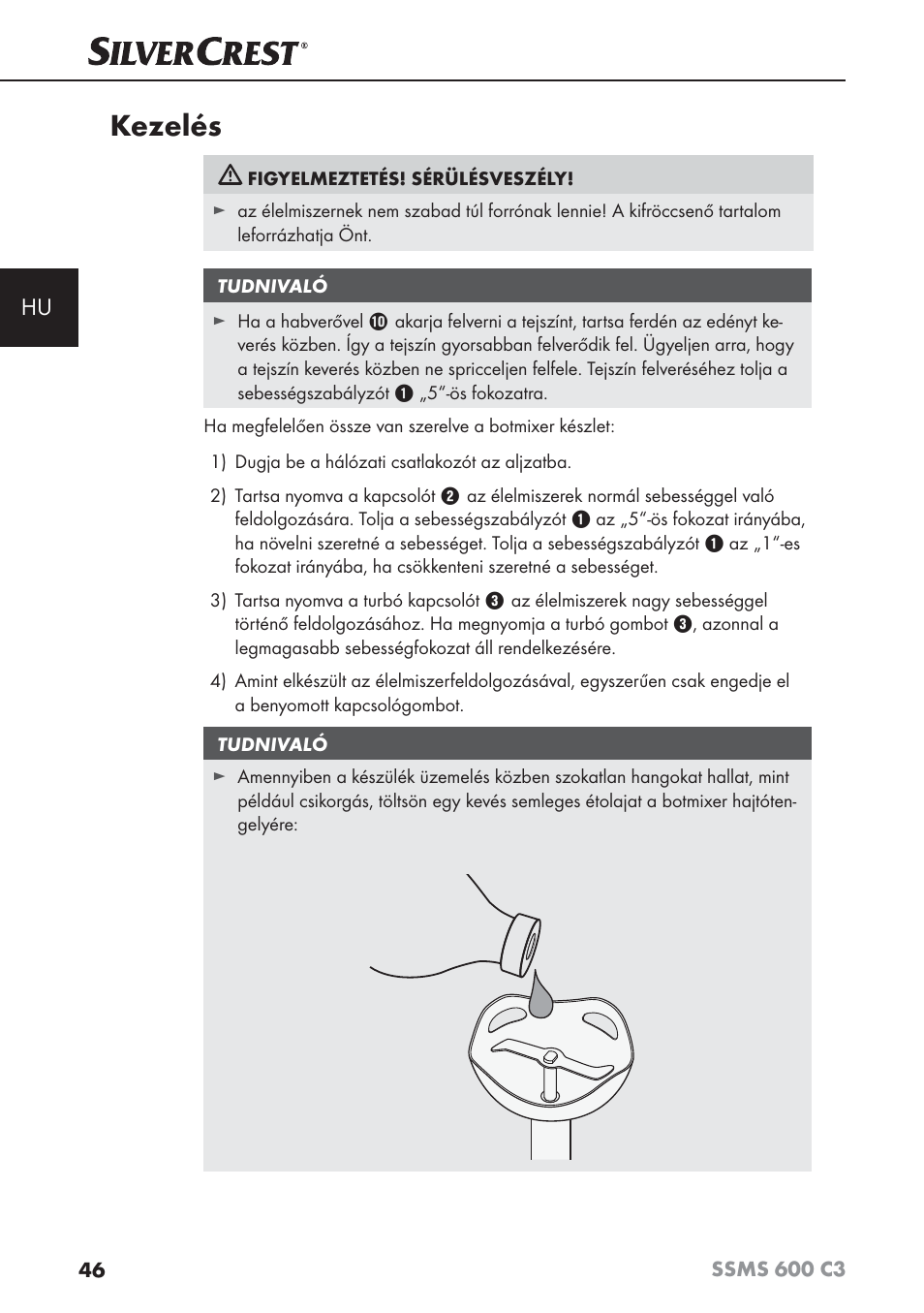Kezelés | Silvercrest SSMS 600 C3 User Manual | Page 49 / 130
