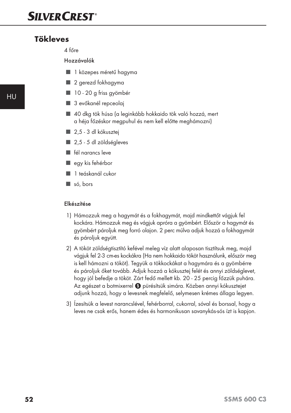 Tökleves | Silvercrest SSMS 600 C3 User Manual | Page 55 / 130
