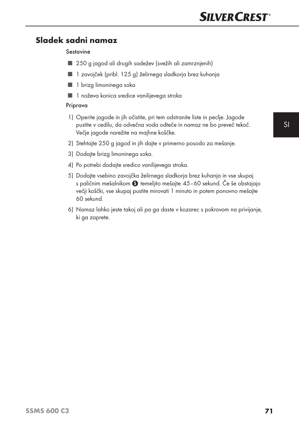 Sladek sadni namaz | Silvercrest SSMS 600 C3 User Manual | Page 74 / 130