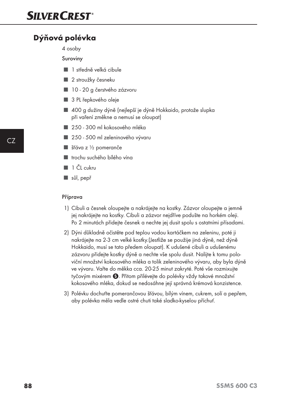 Dýňová polévka | Silvercrest SSMS 600 C3 User Manual | Page 91 / 130