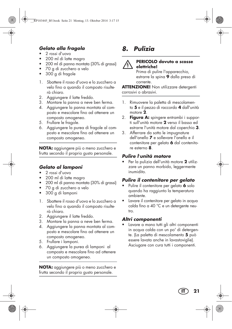 Pulizia | Silvercrest SECM 12 A1 User Manual | Page 23 / 62