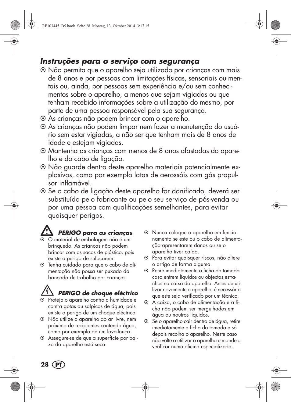 Instruções para o serviço com segurança | Silvercrest SECM 12 A1 User Manual | Page 30 / 62