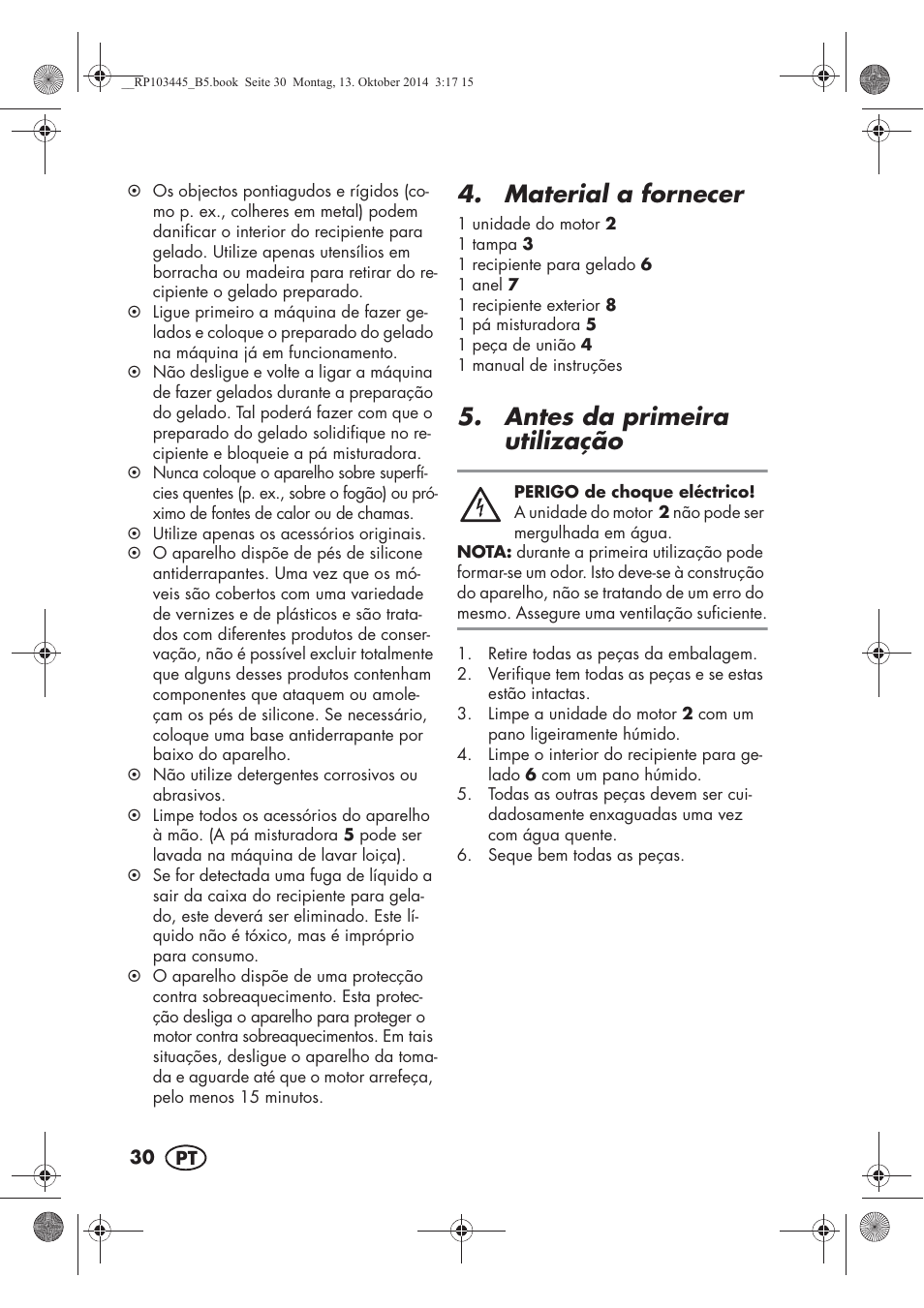 Material a fornecer, Antes da primeira utilização | Silvercrest SECM 12 A1 User Manual | Page 32 / 62