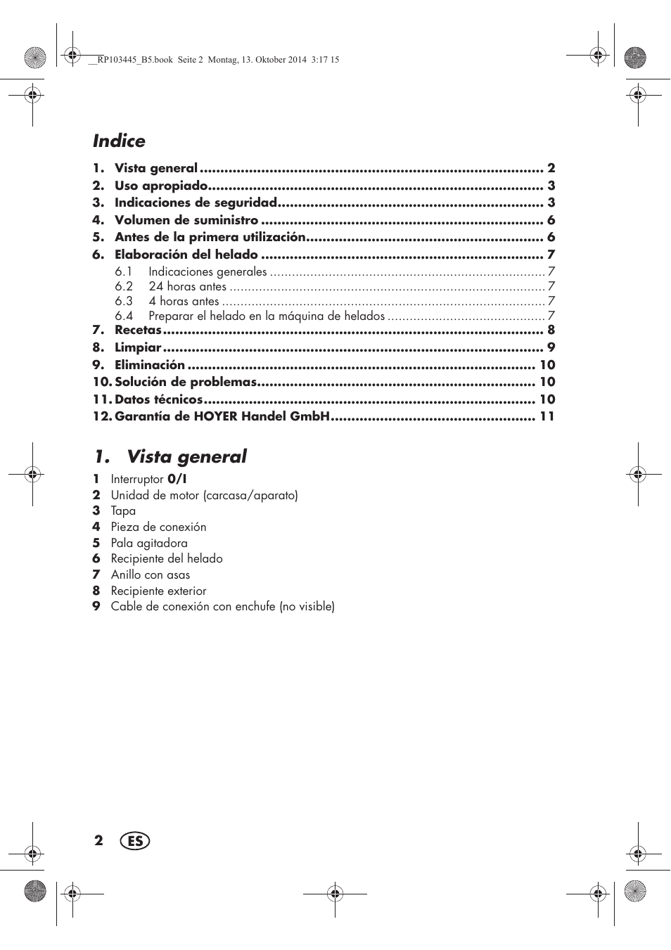 Indice, Vista general | Silvercrest SECM 12 A1 User Manual | Page 4 / 62