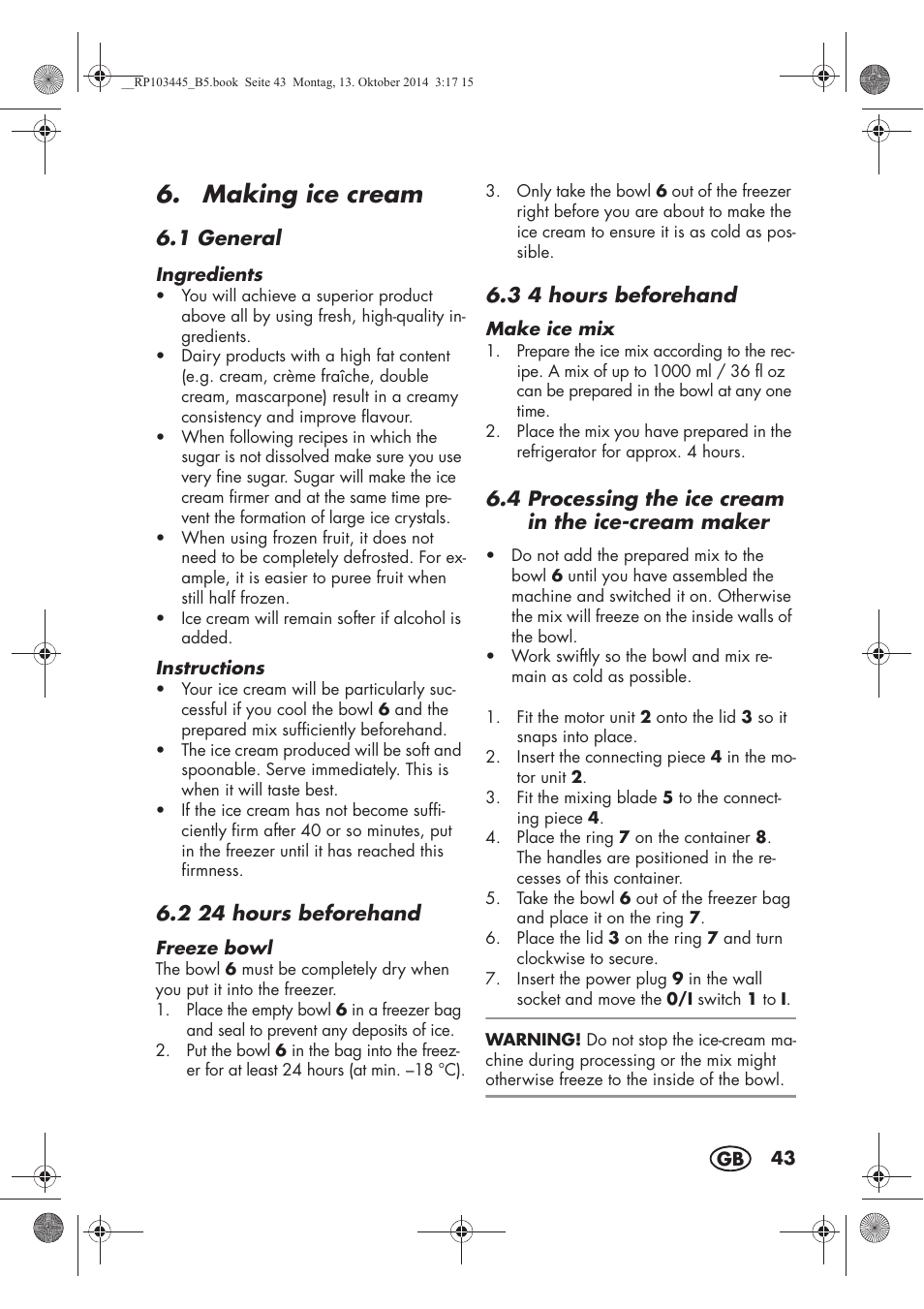 Making ice cream | Silvercrest SECM 12 A1 User Manual | Page 45 / 62