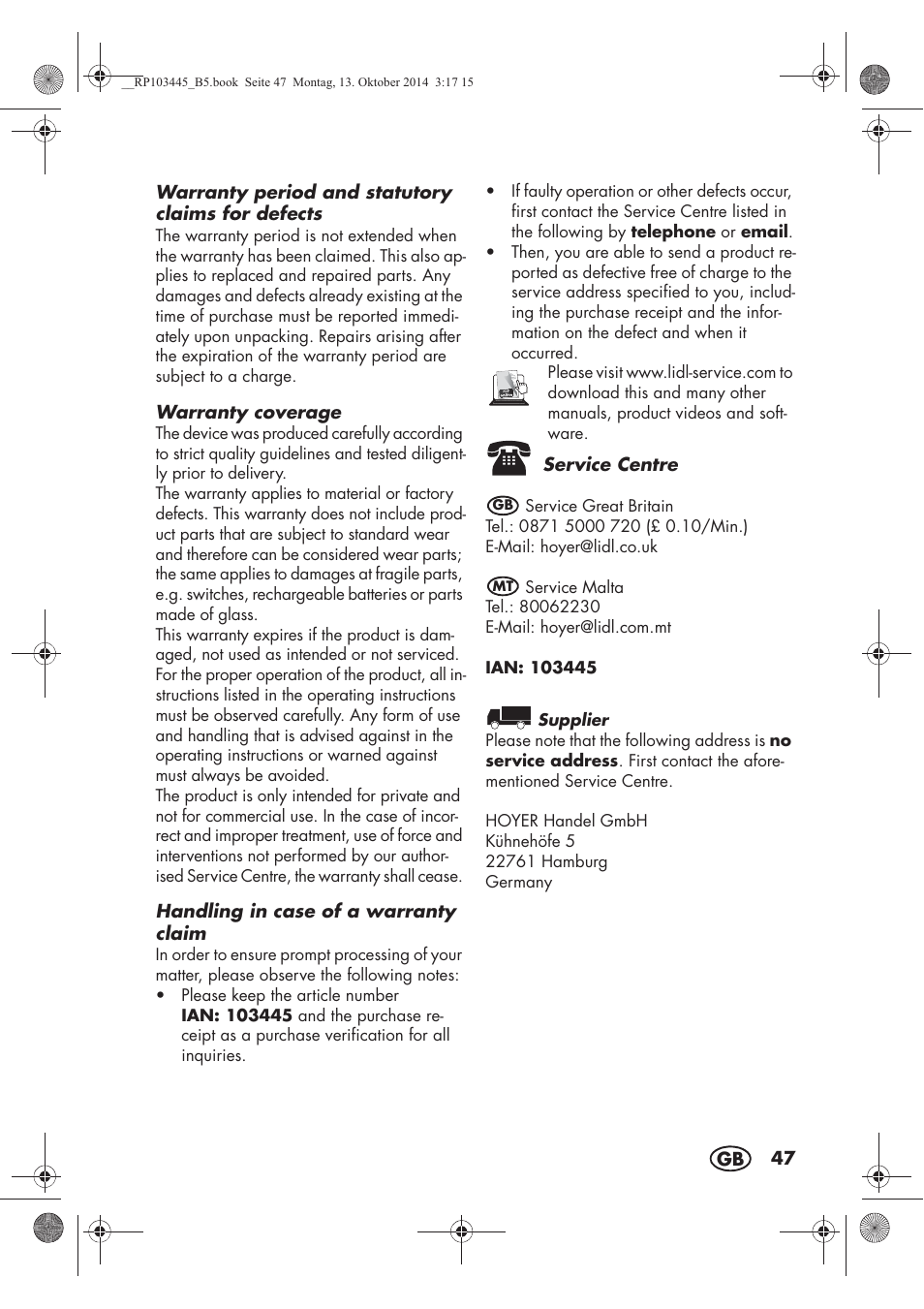 Silvercrest SECM 12 A1 User Manual | Page 49 / 62