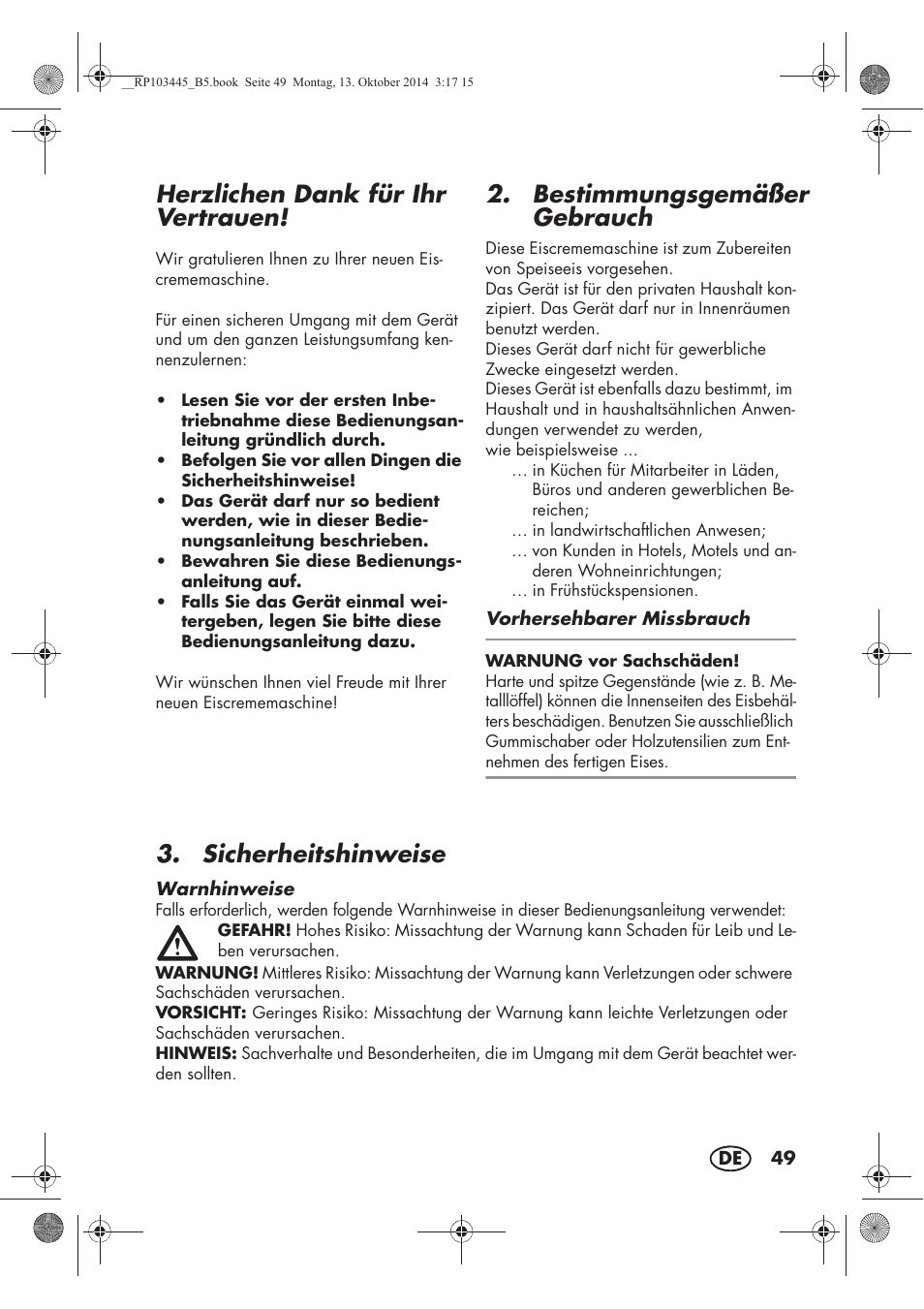 Herzlichen dank für ihr vertrauen, Bestimmungsgemäßer gebrauch, Sicherheitshinweise | Silvercrest SECM 12 A1 User Manual | Page 51 / 62