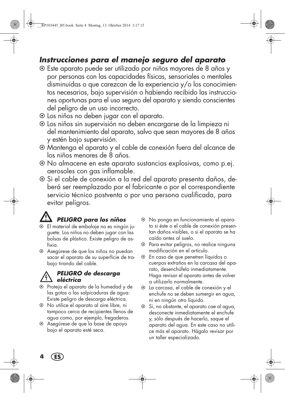 Instrucciones para el manejo seguro del aparato | Silvercrest SECM 12 A1 User Manual | Page 6 / 62