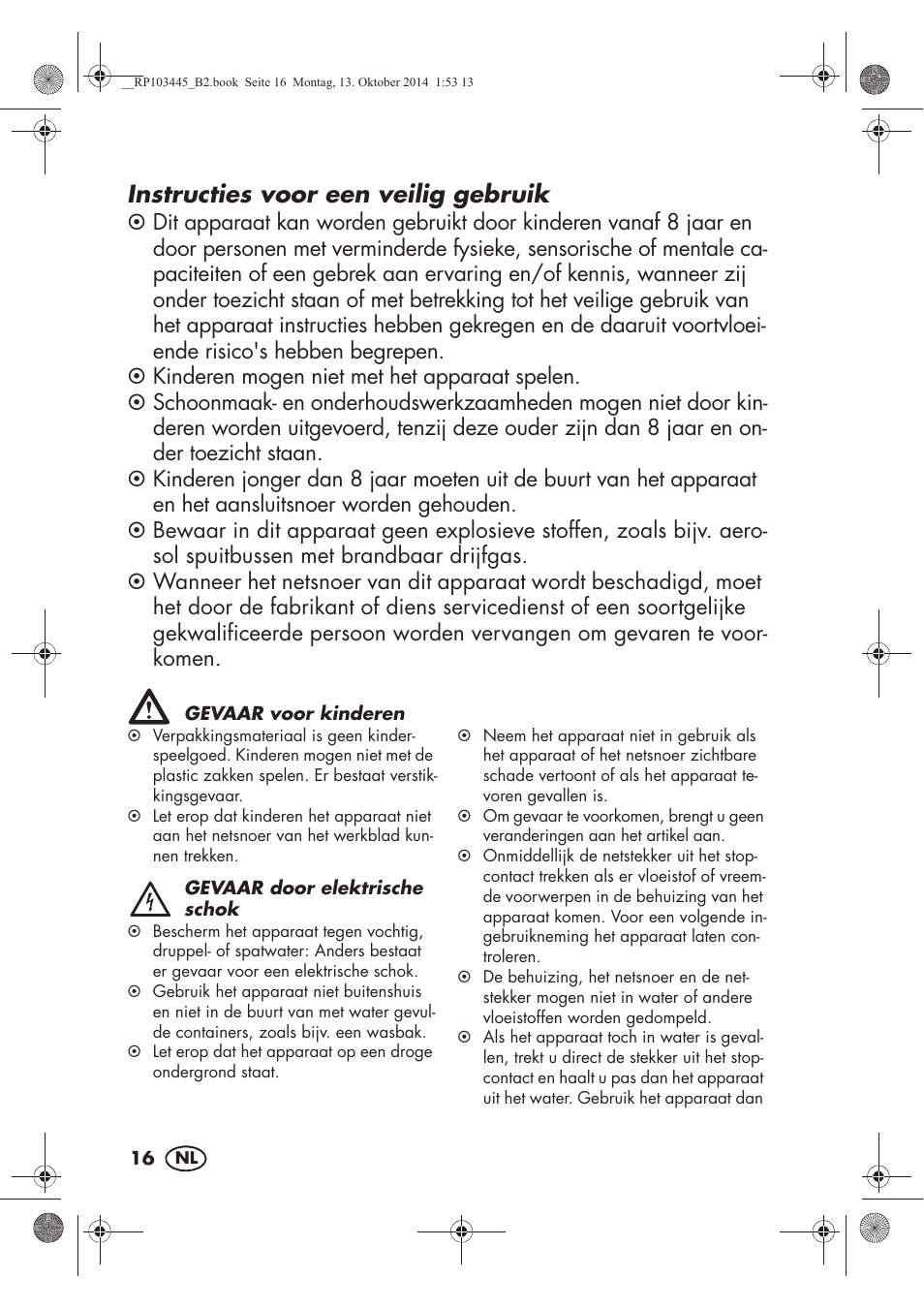 Instructies voor een veilig gebruik | Silvercrest SECM 12 A1 User Manual | Page 18 / 50