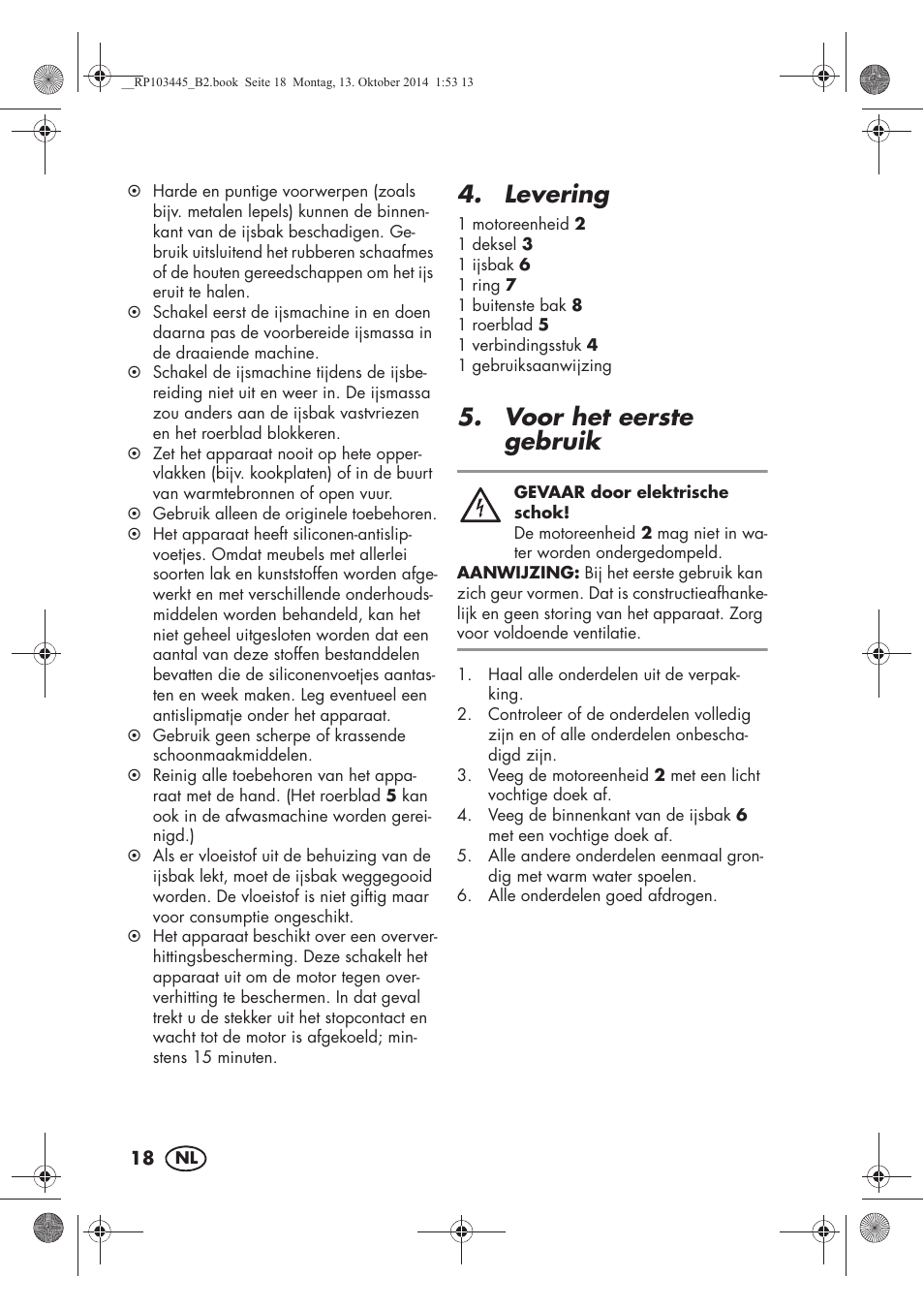 Levering, Voor het eerste gebruik | Silvercrest SECM 12 A1 User Manual | Page 20 / 50