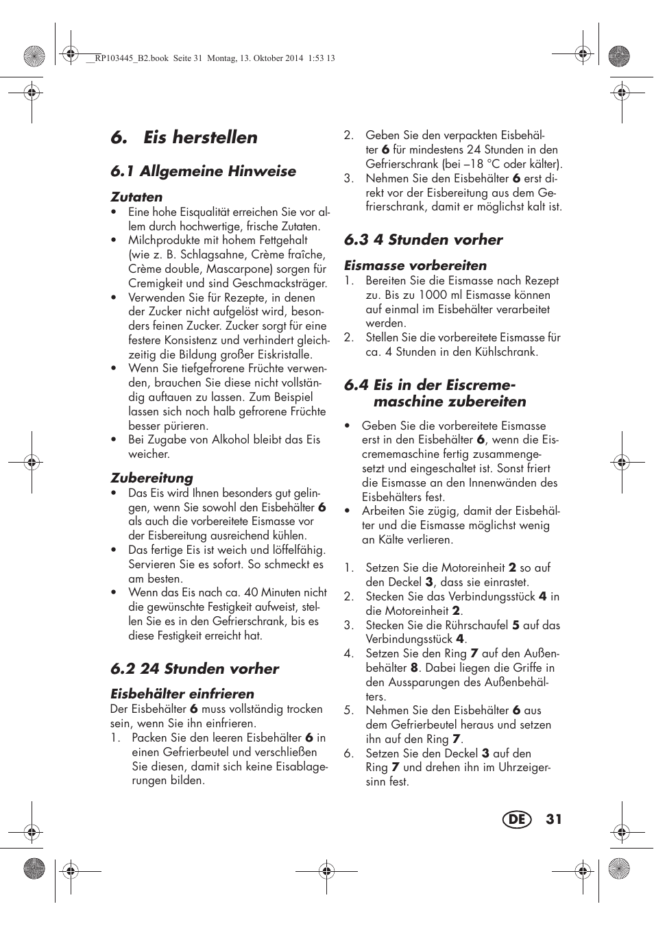 Eis herstellen | Silvercrest SECM 12 A1 User Manual | Page 33 / 50