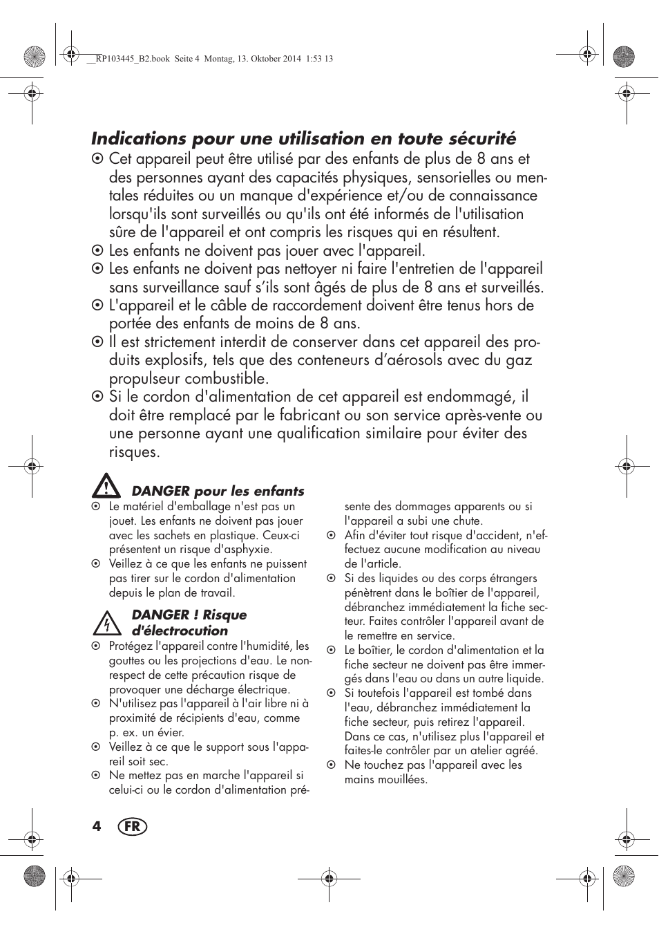 Indications pour une utilisation en toute sécurité | Silvercrest SECM 12 A1 User Manual | Page 6 / 50