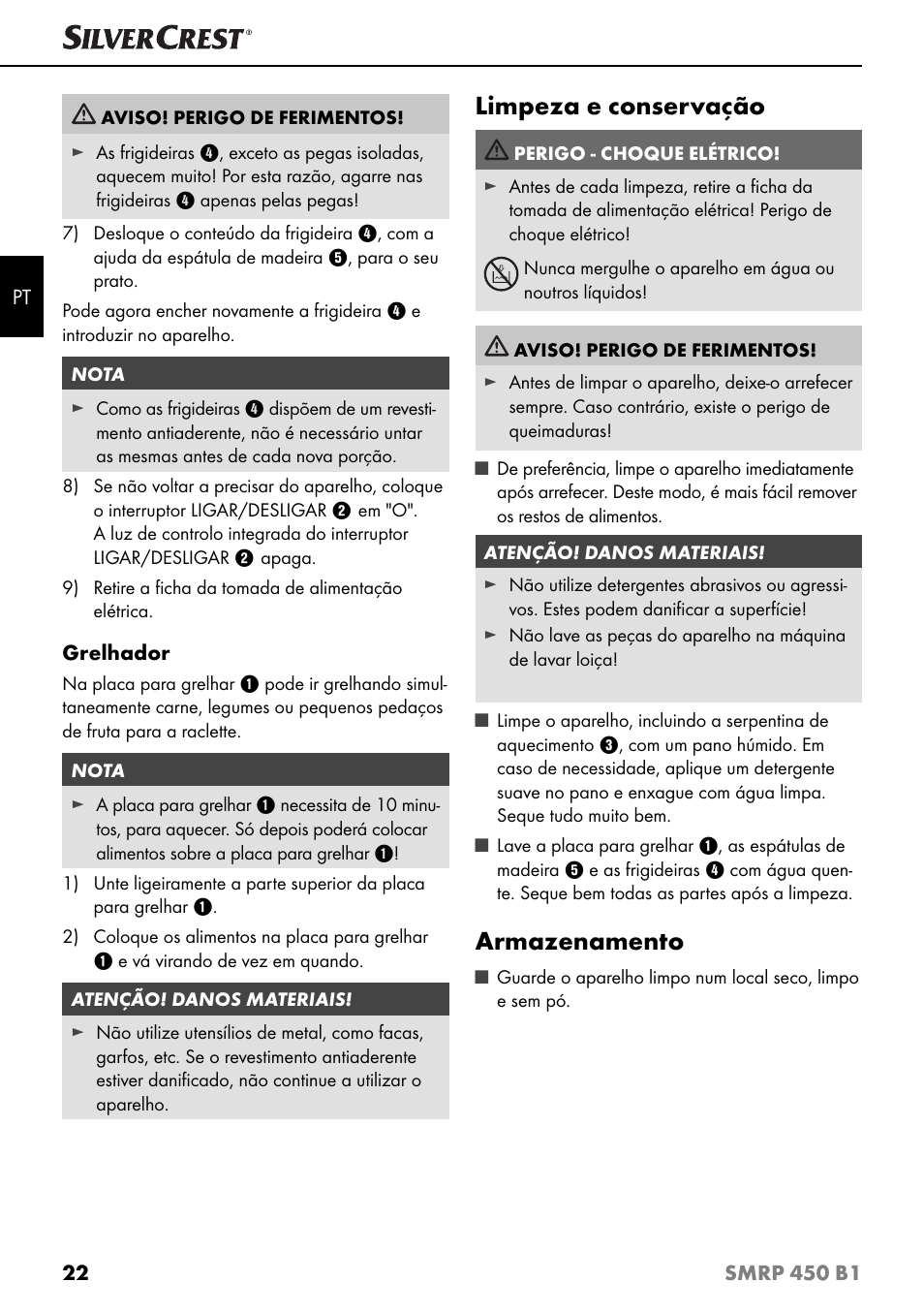 Limpeza e conservação, Armazenamento | Silvercrest SMRP 450 B1 User Manual | Page 25 / 44