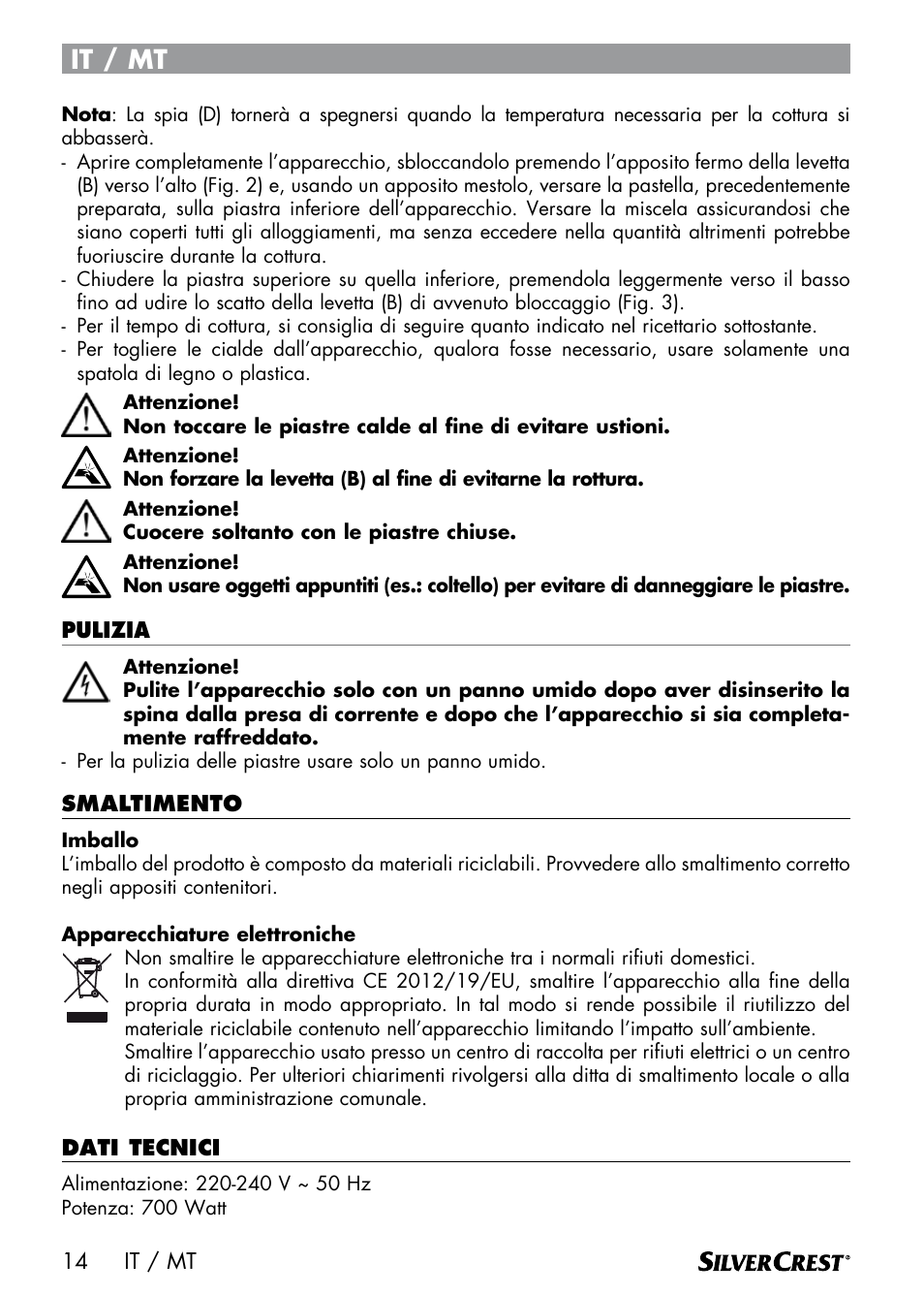 It / mt | Silvercrest SWER 700 A1 User Manual | Page 16 / 46