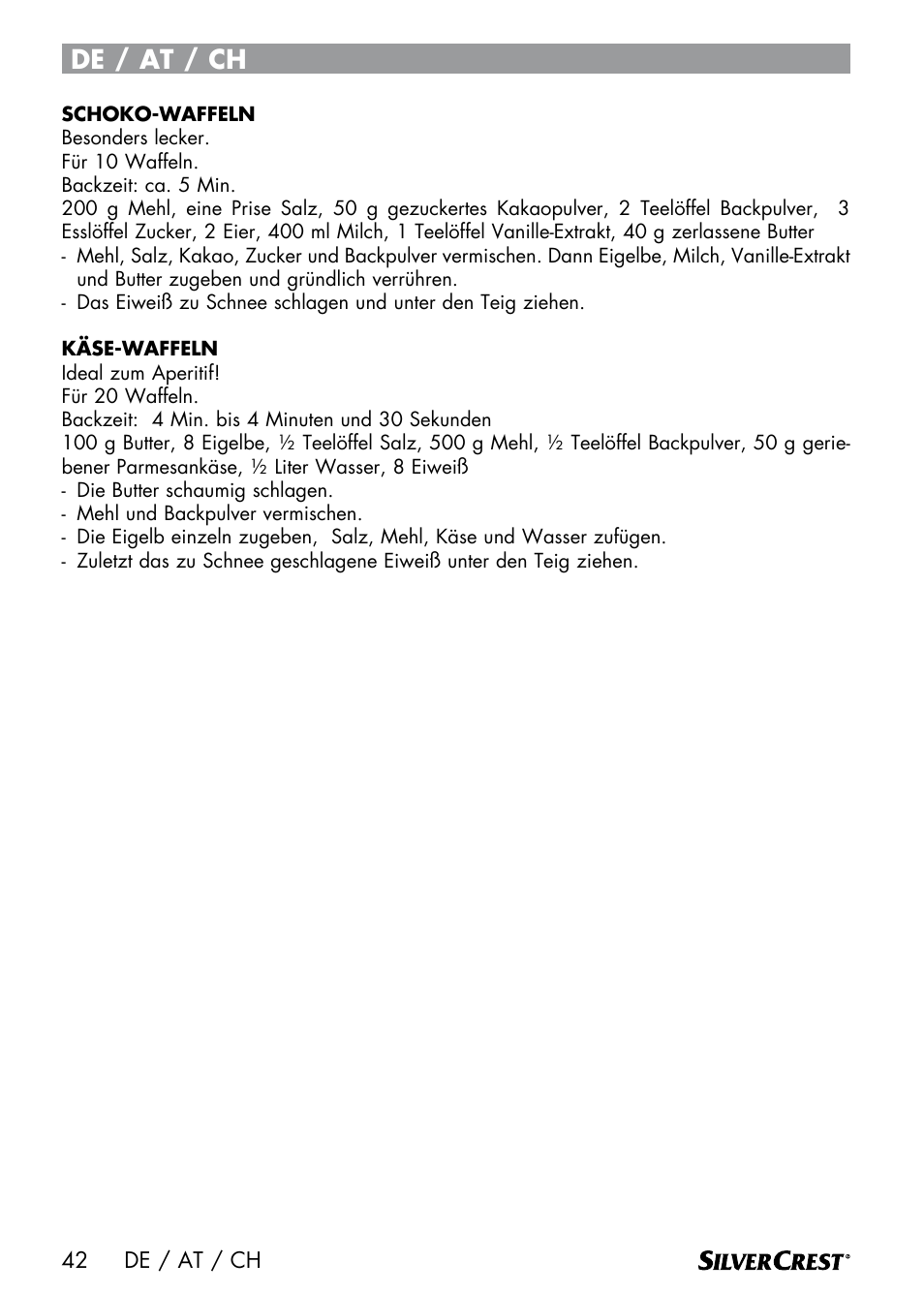 De / at / ch | Silvercrest SWER 700 A1 User Manual | Page 44 / 46