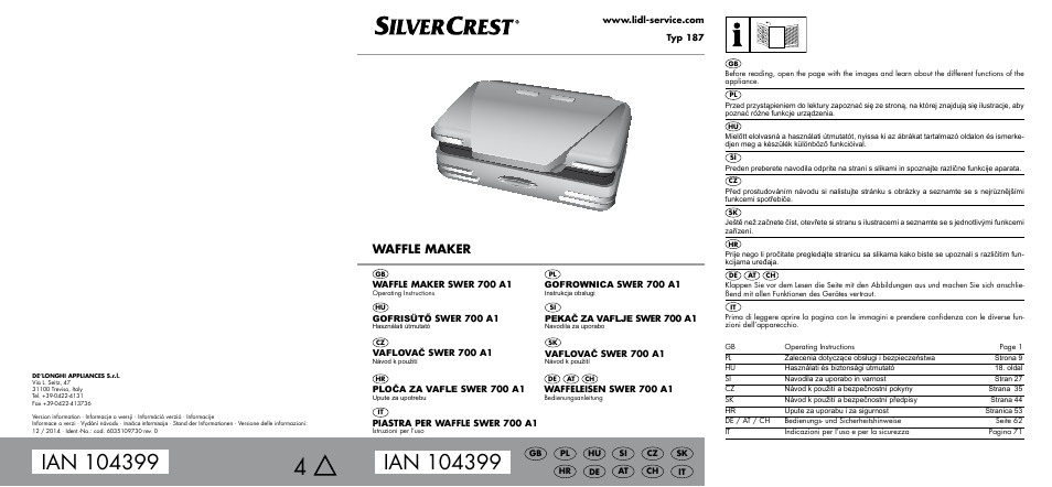 Silvercrest SWER 700 A1 User Manual | 82 pages