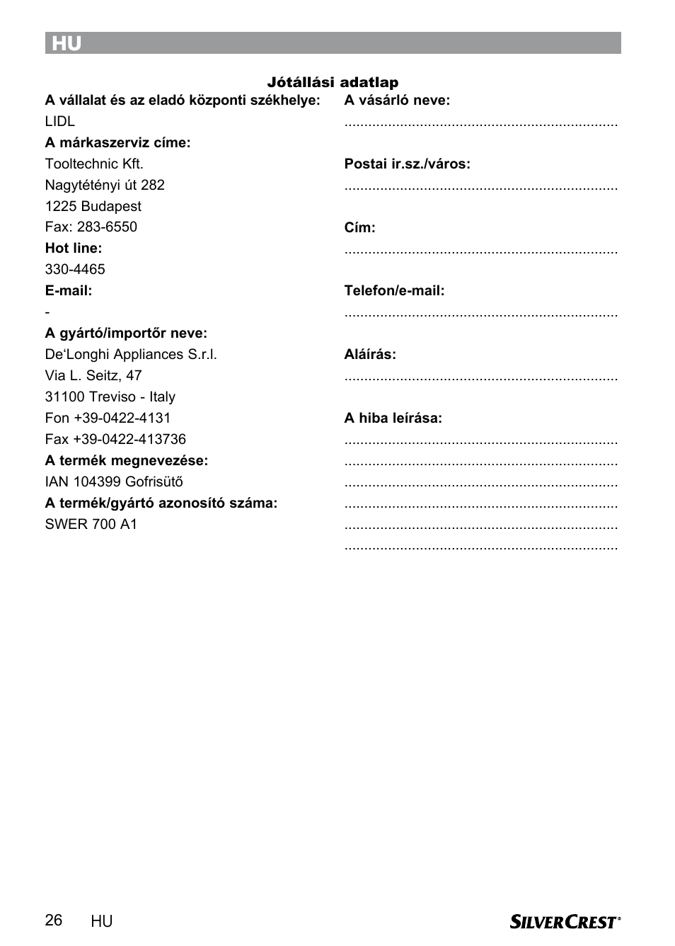 Silvercrest SWER 700 A1 User Manual | Page 28 / 82