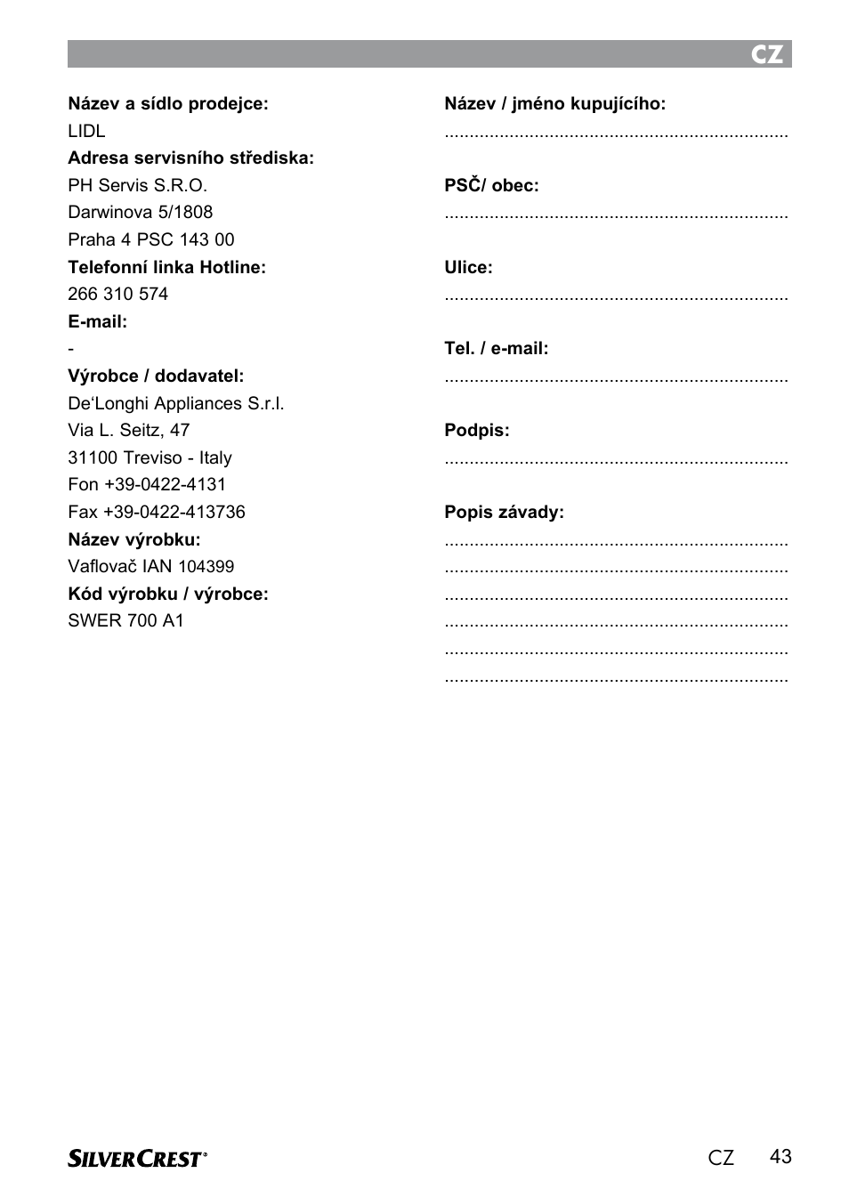 Silvercrest SWER 700 A1 User Manual | Page 45 / 82