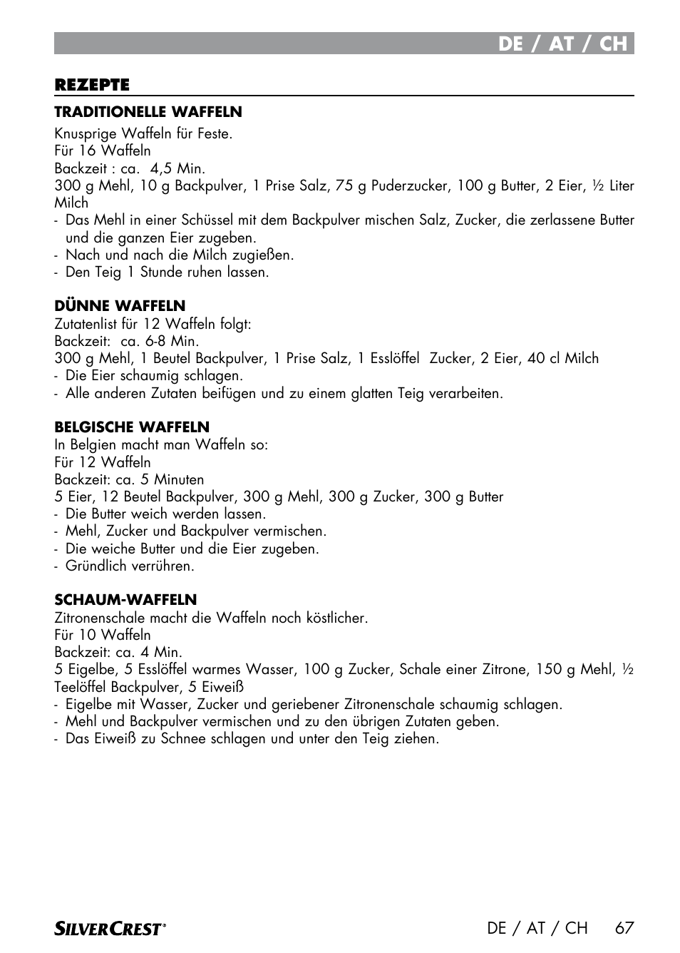 De / at / ch | Silvercrest SWER 700 A1 User Manual | Page 69 / 82