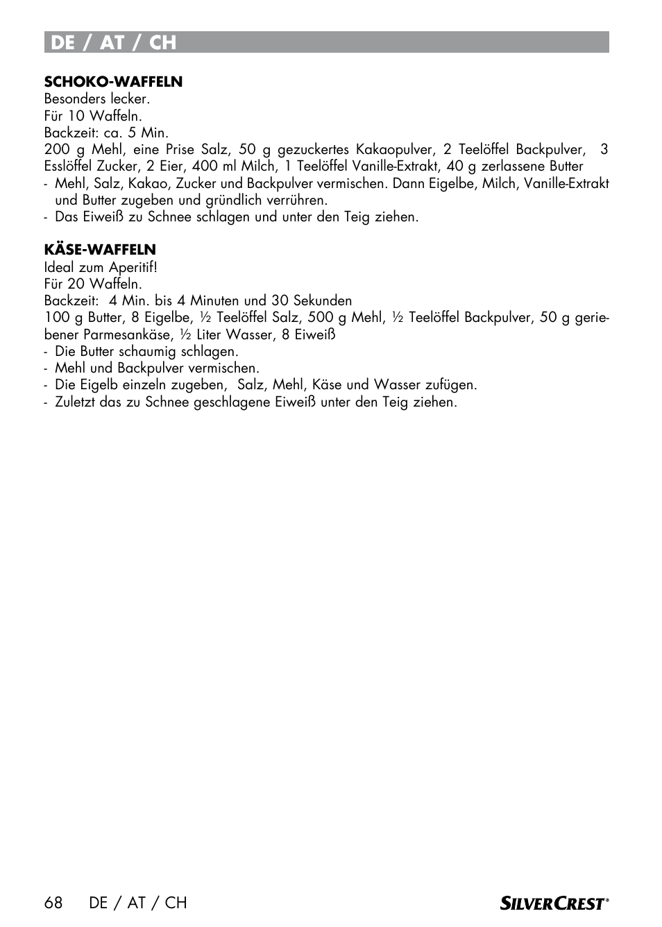 De / at / ch | Silvercrest SWER 700 A1 User Manual | Page 70 / 82
