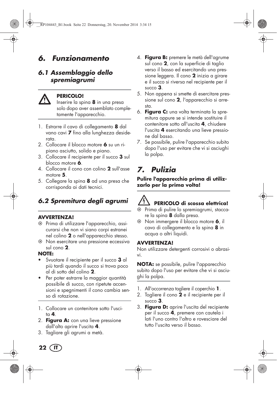 Funzionamento, Pulizia | Silvercrest SZP 40 A1 User Manual | Page 24 / 38