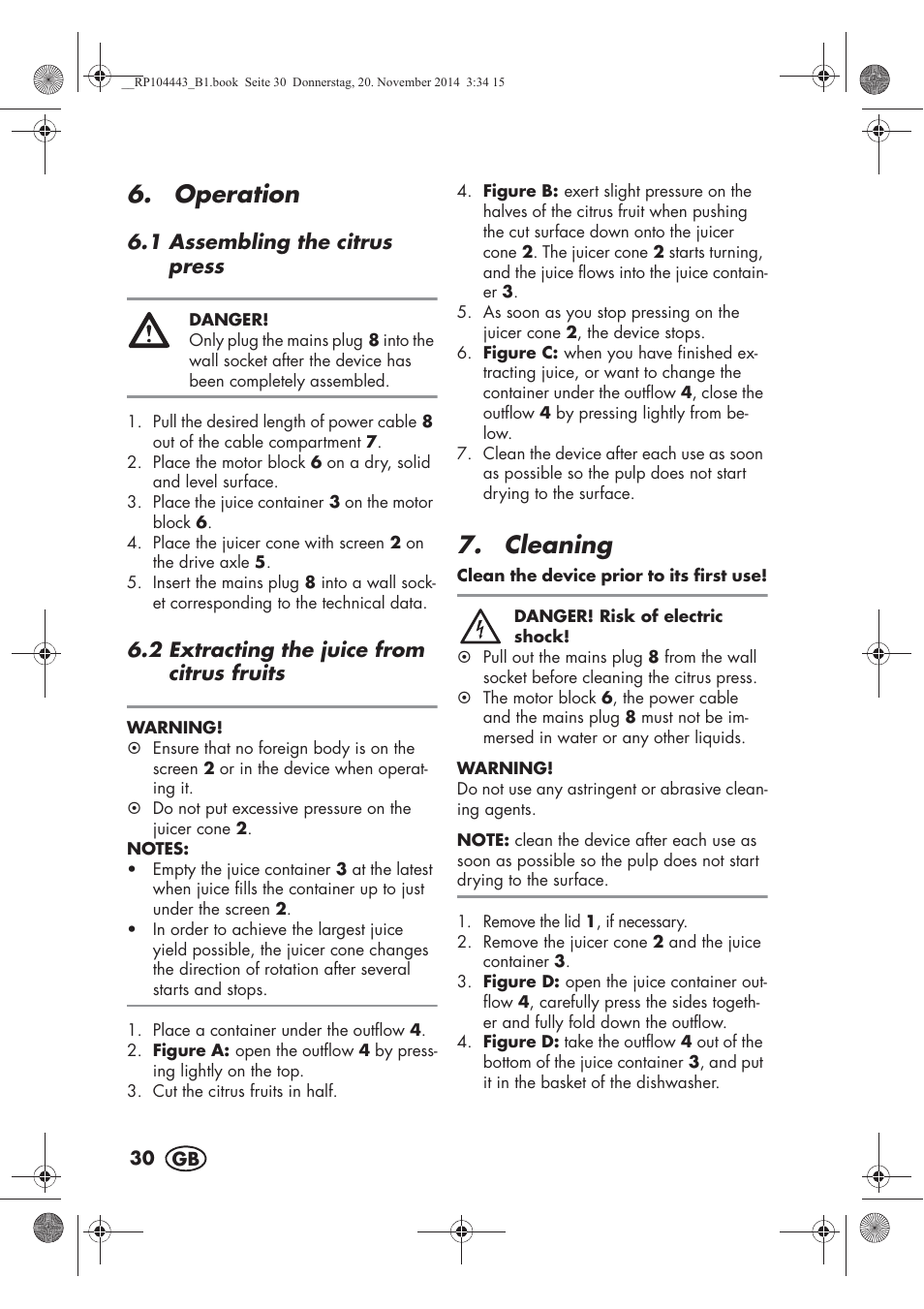 Operation, Cleaning | Silvercrest SZP 40 A1 User Manual | Page 32 / 38