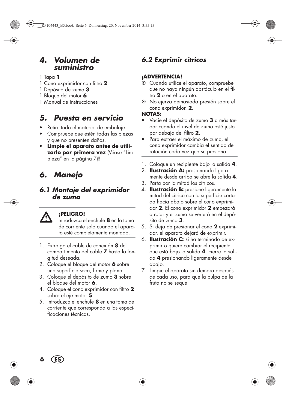 Volumen de suministro, Puesta en servicio, Manejo | Silvercrest SZP 40 A1 User Manual | Page 8 / 44