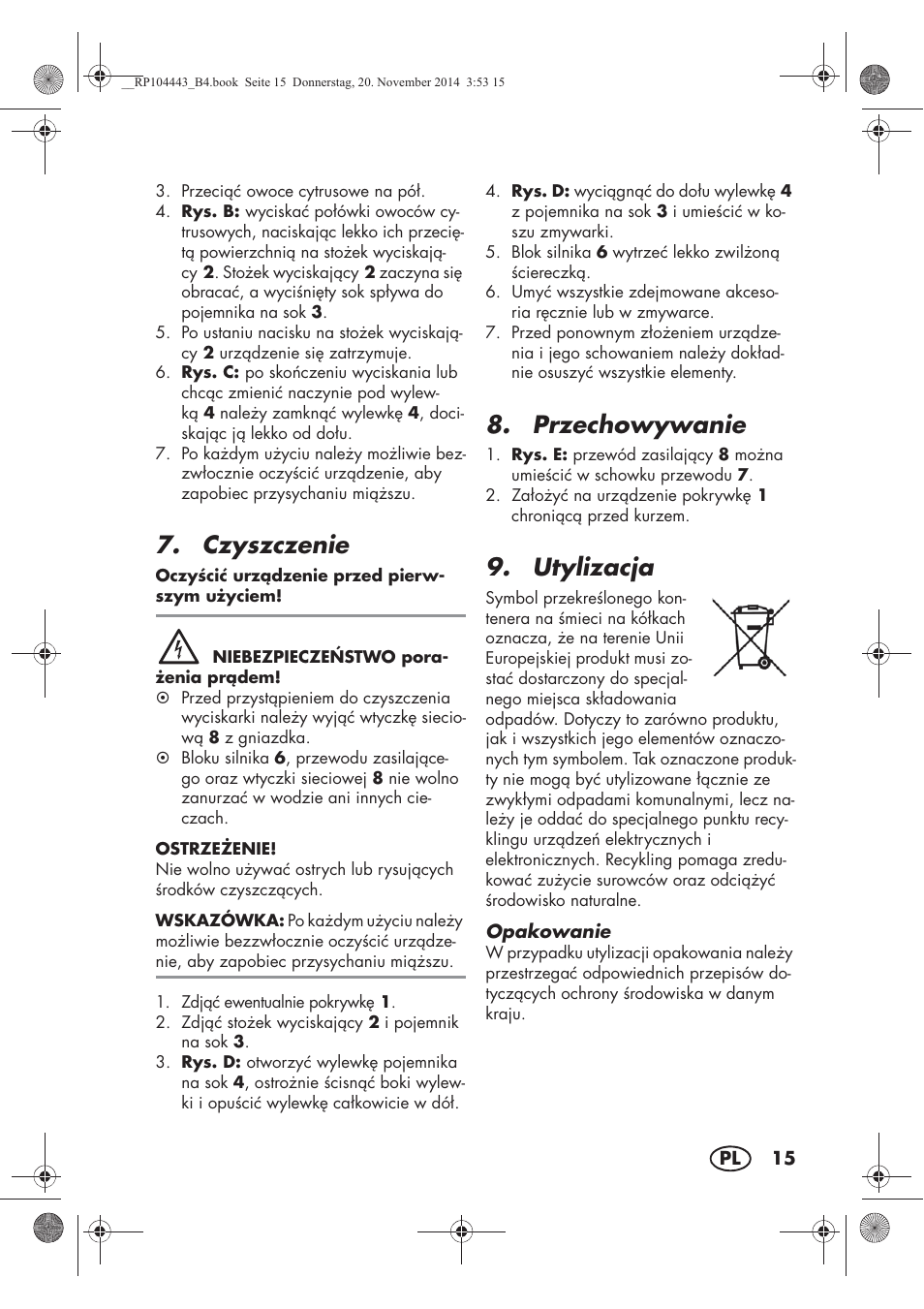 Czyszczenie, Przechowywanie, Utylizacja | Silvercrest SZP 40 A1 User Manual | Page 17 / 62