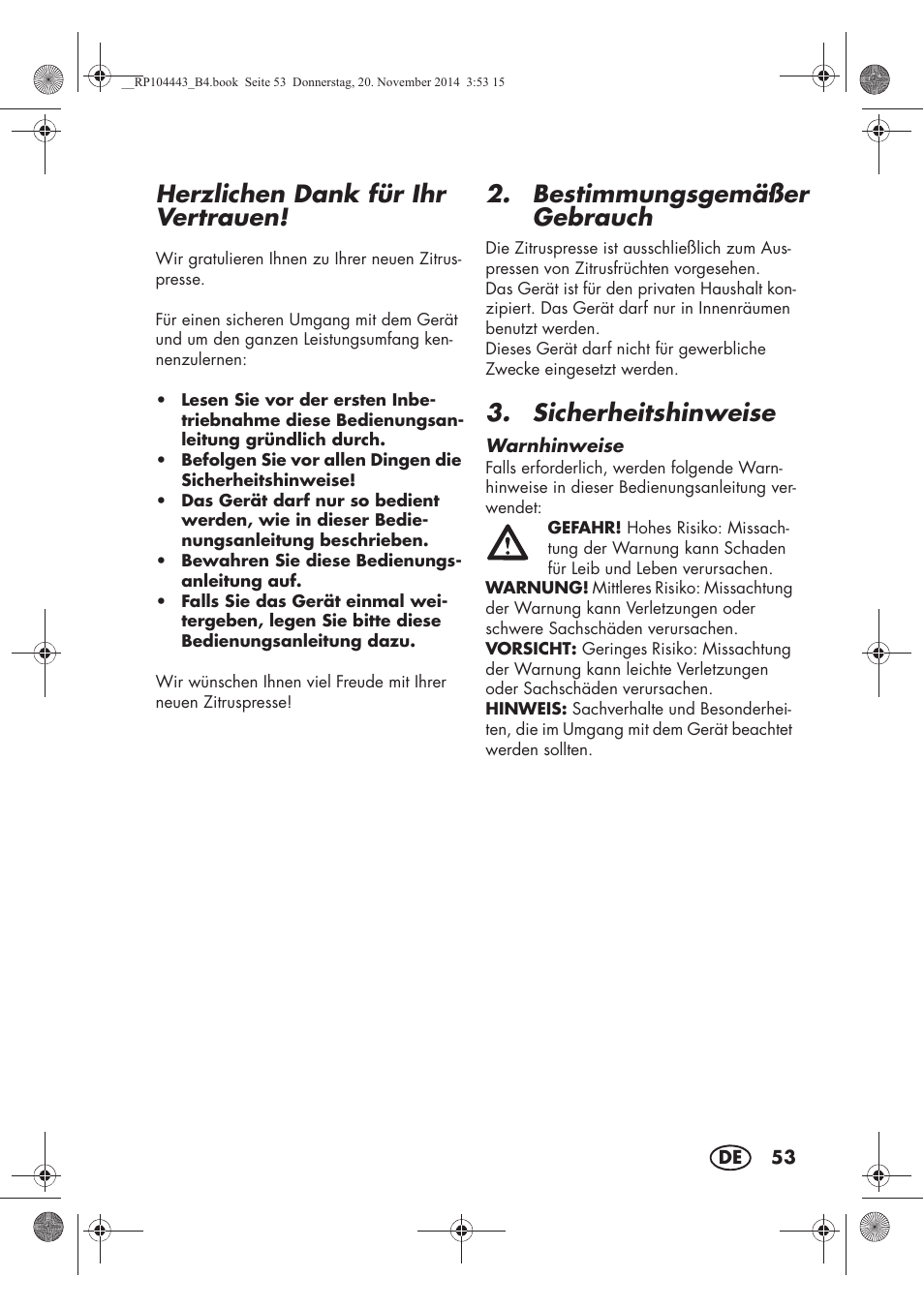 Herzlichen dank für ihr vertrauen, Bestimmungsgemäßer gebrauch, Sicherheitshinweise | Silvercrest SZP 40 A1 User Manual | Page 55 / 62