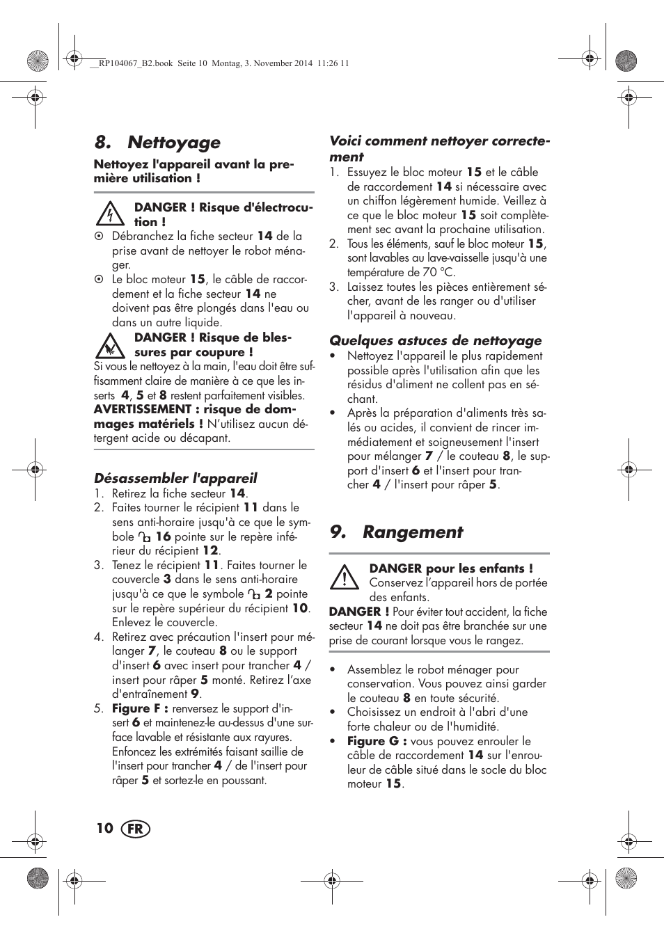 Nettoyage, Rangement | Silvercrest SKM 350 A1 User Manual | Page 12 / 62