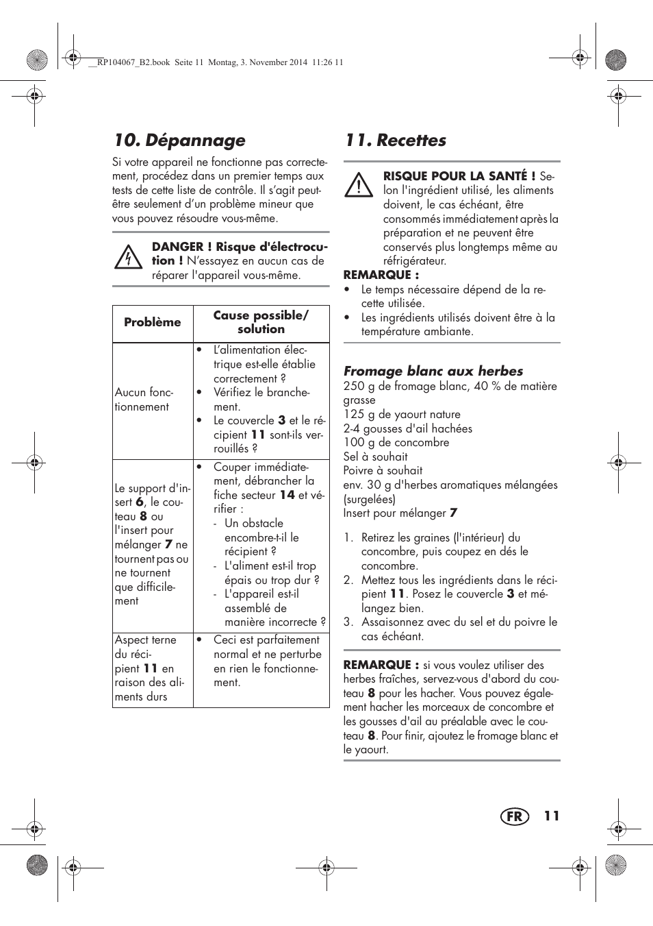 Dépannage, Recettes | Silvercrest SKM 350 A1 User Manual | Page 13 / 62