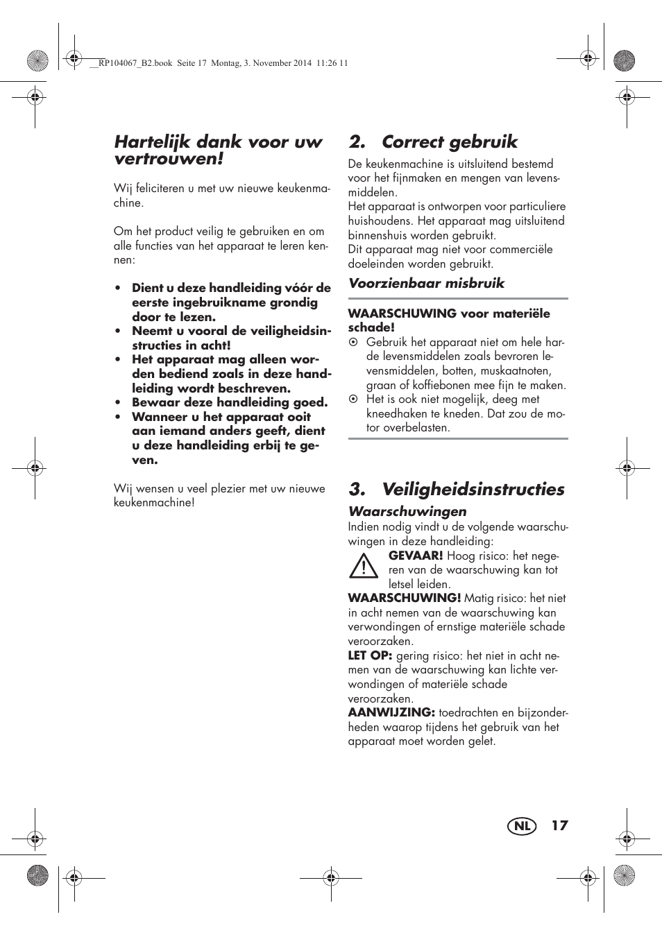 Hartelijk dank voor uw vertrouwen, Correct gebruik, Veiligheidsinstructies | Silvercrest SKM 350 A1 User Manual | Page 19 / 62