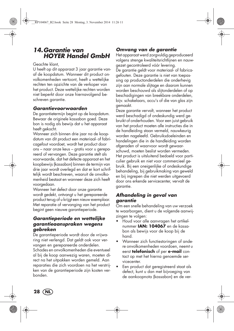 Garantie van hoyerhandel gmbh | Silvercrest SKM 350 A1 User Manual | Page 30 / 62