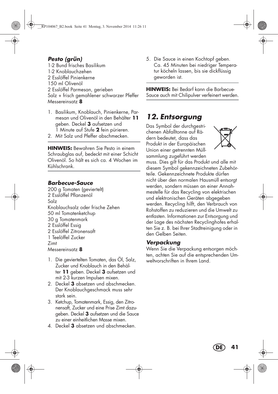 Entsorgung | Silvercrest SKM 350 A1 User Manual | Page 43 / 62