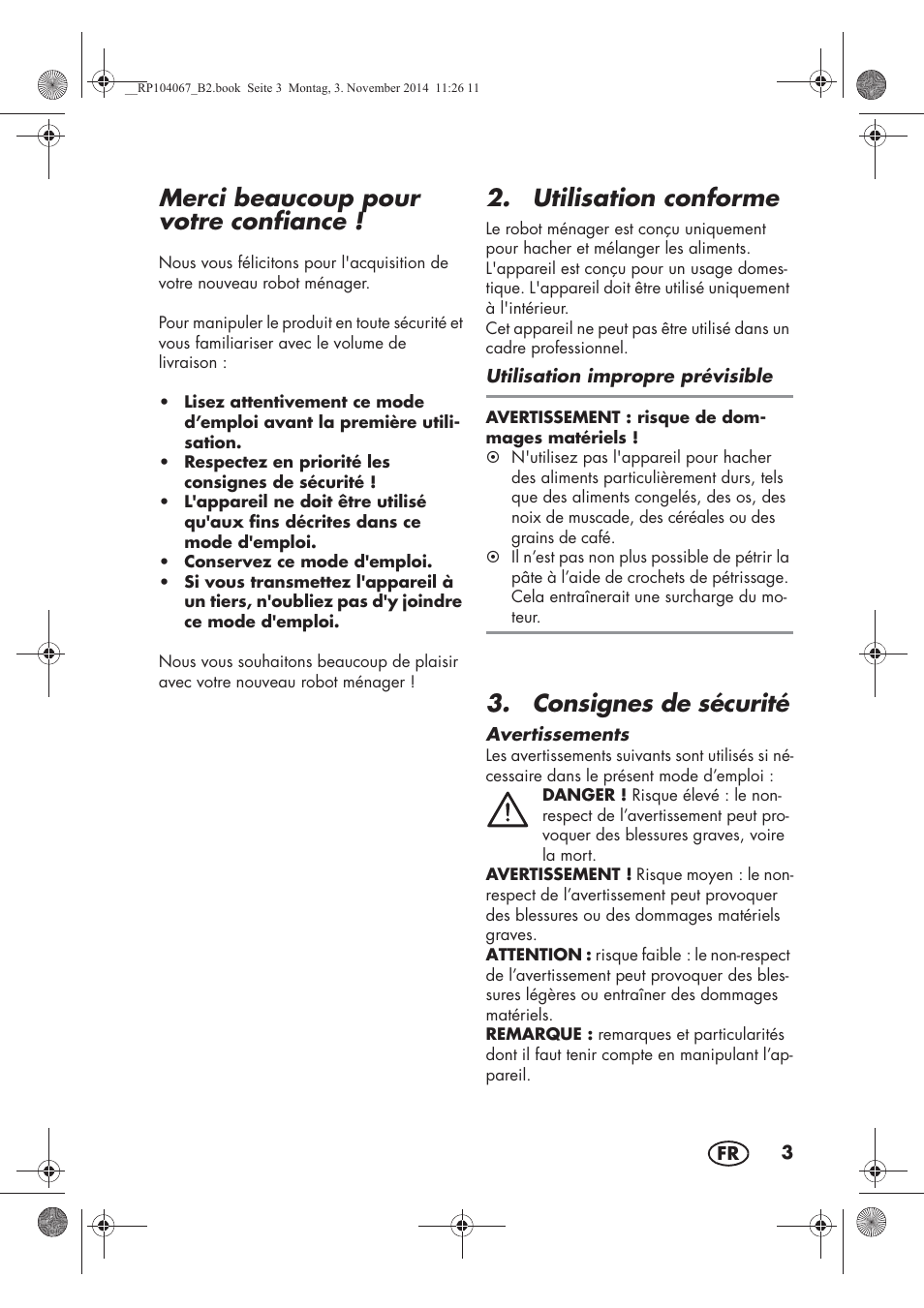 Merci beaucoup pour votre confiance, Utilisation conforme, Consignes de sécurité | Silvercrest SKM 350 A1 User Manual | Page 5 / 62