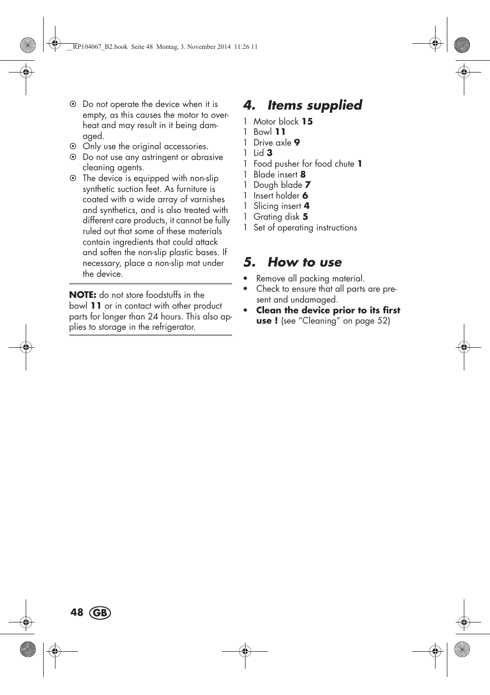 Items supplied, How to use | Silvercrest SKM 350 A1 User Manual | Page 50 / 62
