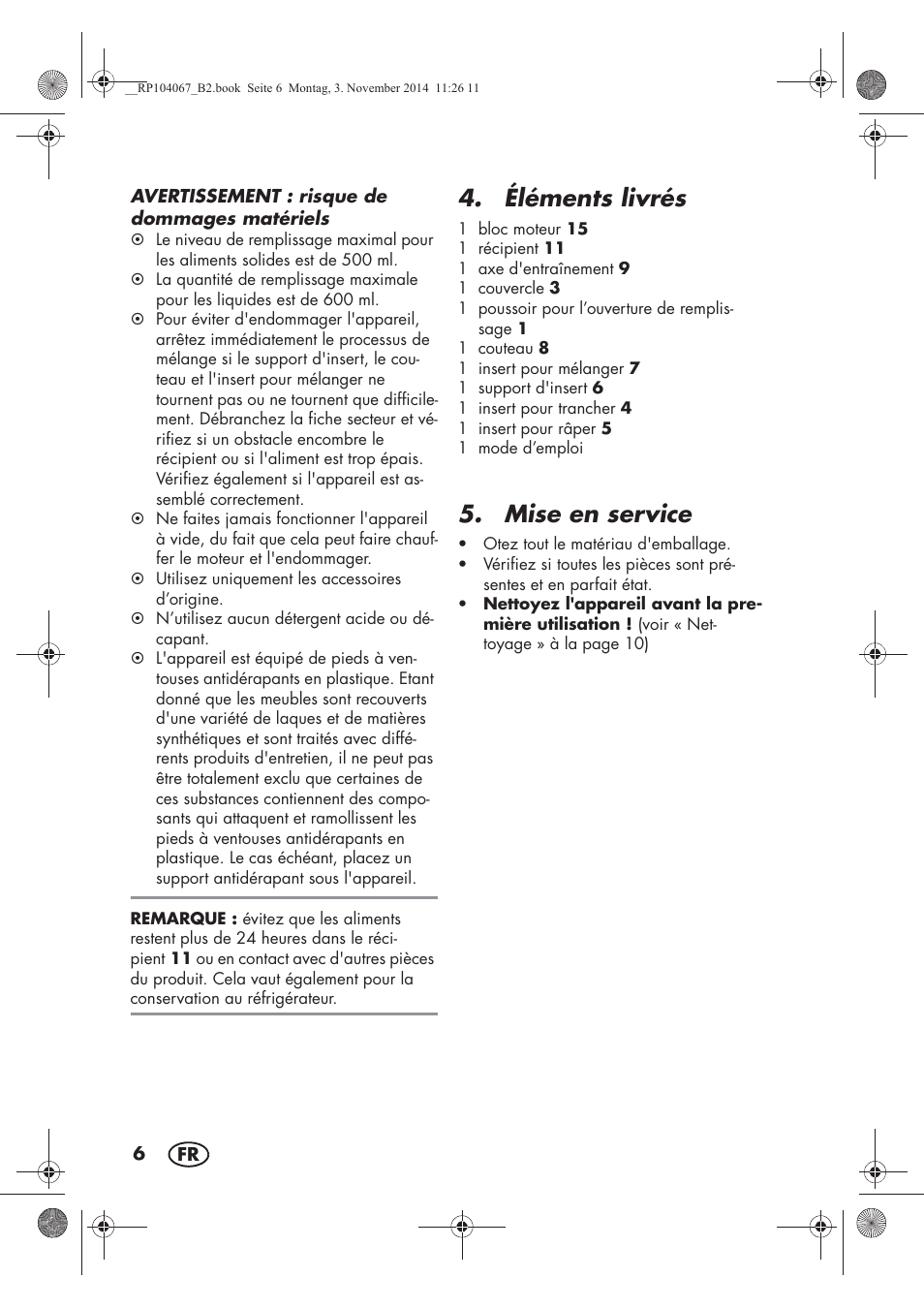 Éléments livrés, Mise en service | Silvercrest SKM 350 A1 User Manual | Page 8 / 62