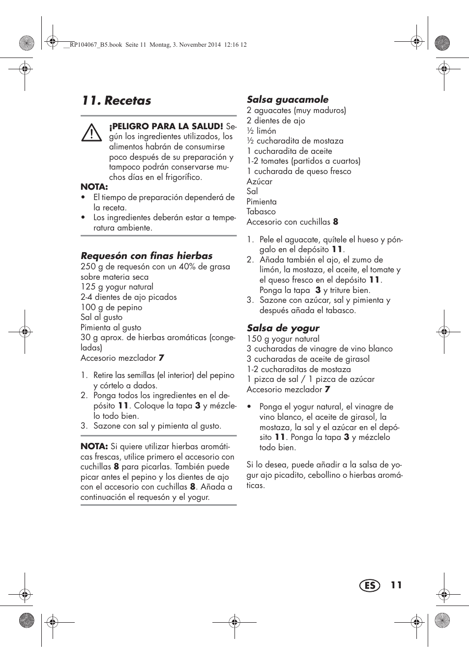 Recetas | Silvercrest SKM 350 A1 User Manual | Page 13 / 74