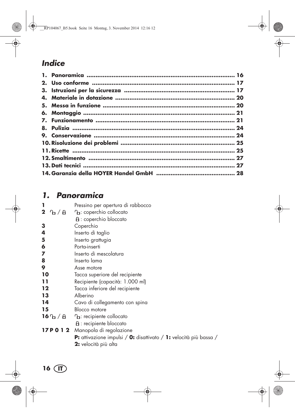 Indice, Panoramica | Silvercrest SKM 350 A1 User Manual | Page 18 / 74