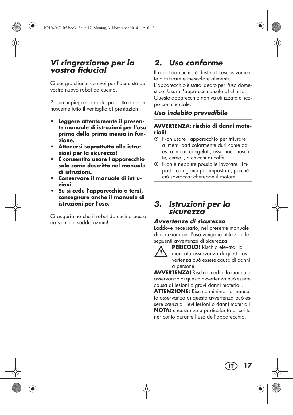 Vi ringraziamo per la vostra fiducia, Uso conforme, Istruzioni per la sicurezza | Silvercrest SKM 350 A1 User Manual | Page 19 / 74