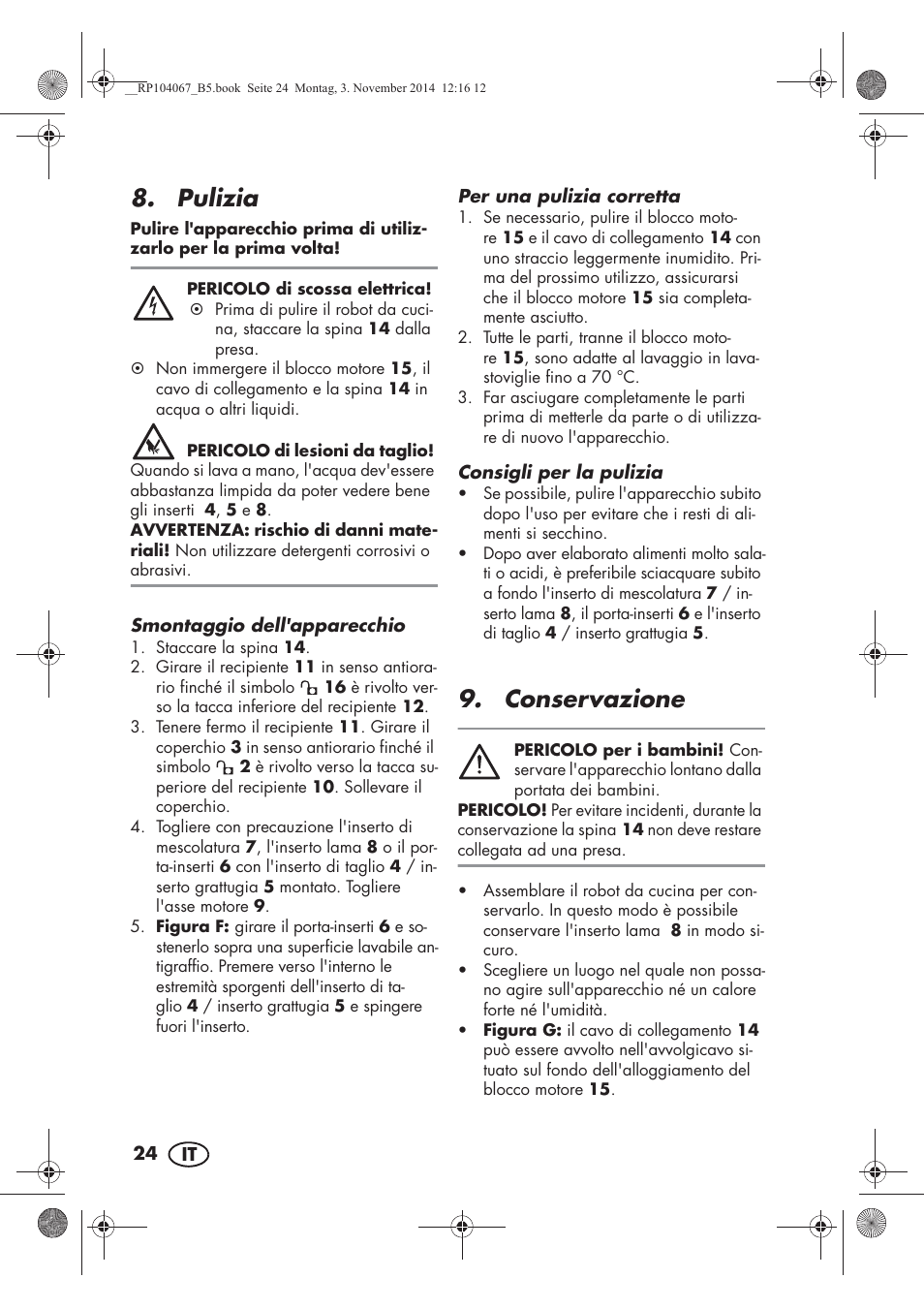 Pulizia, Conservazione | Silvercrest SKM 350 A1 User Manual | Page 26 / 74