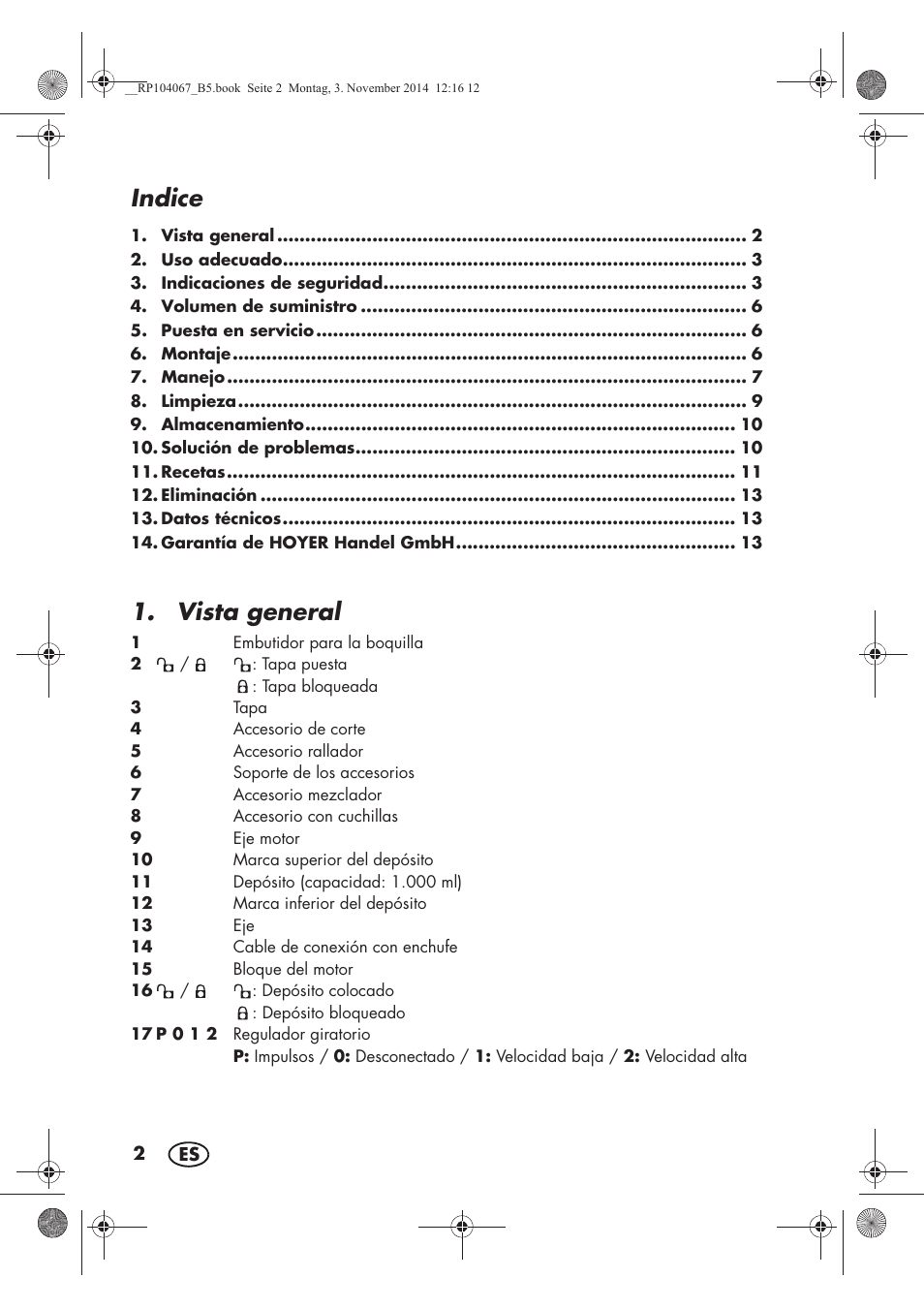 Indice, Vista general | Silvercrest SKM 350 A1 User Manual | Page 4 / 74