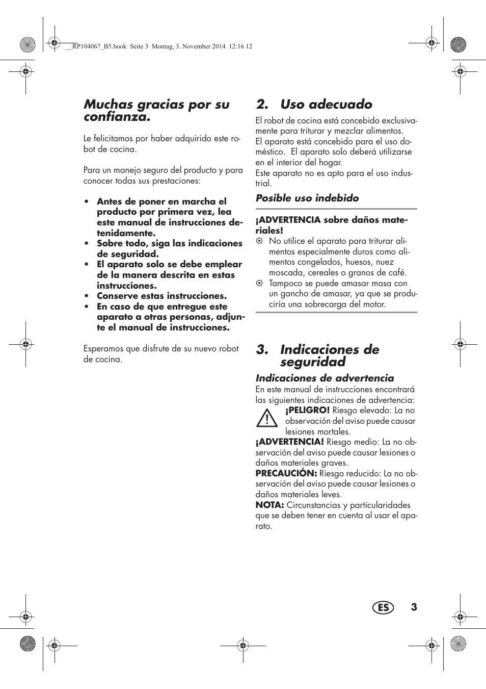 Muchas gracias por su confianza, Uso adecuado, Indicaciones de seguridad | Silvercrest SKM 350 A1 User Manual | Page 5 / 74
